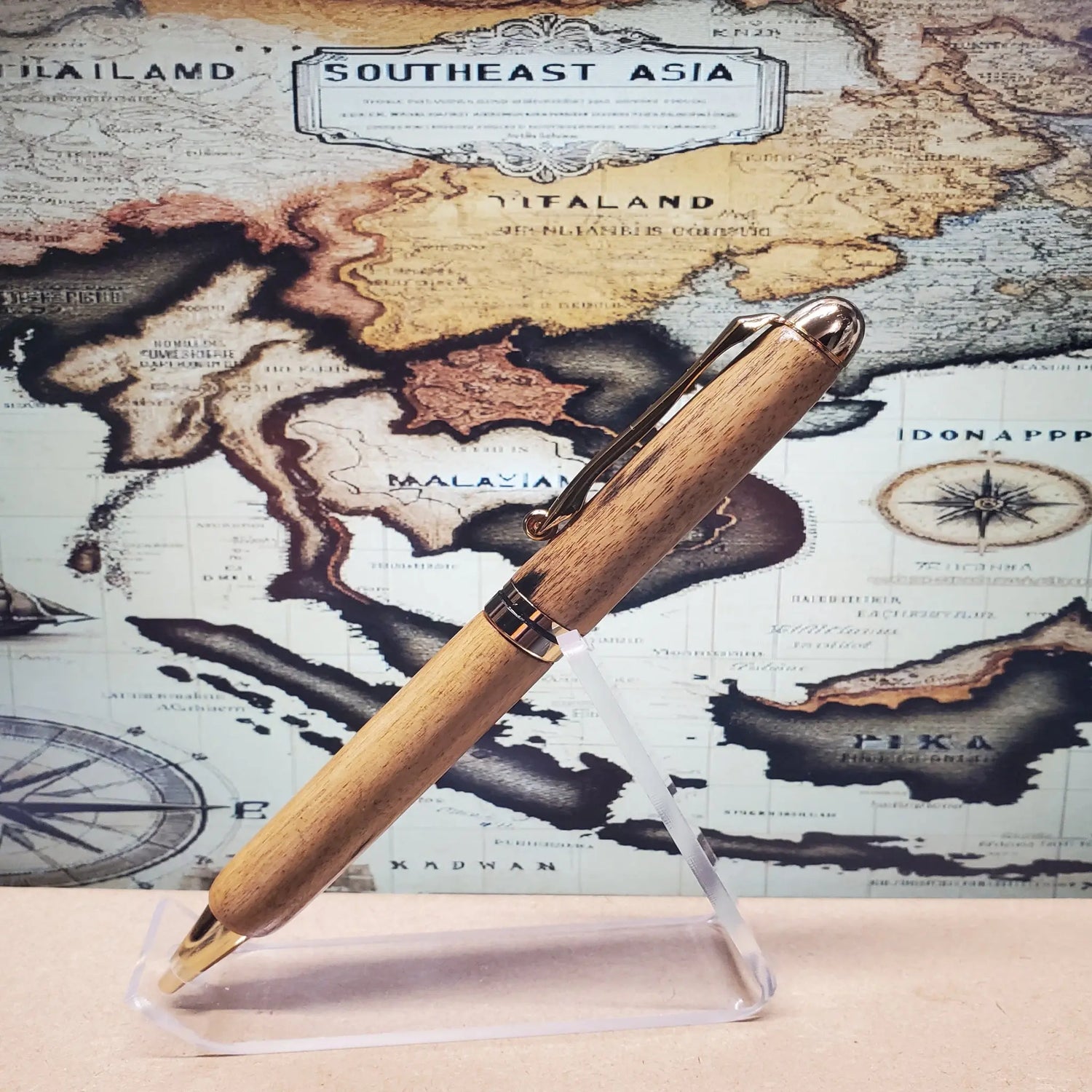 Ebony Wood Writing Pen: Southeast Asian With Gold Accents Unique Pens By Randy