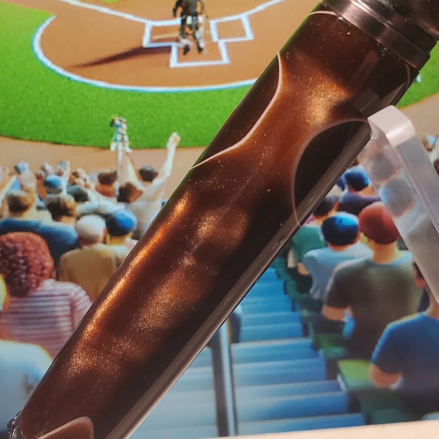 shades of copper colored acrylic on baseball pen